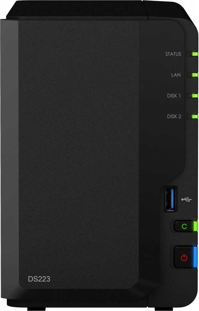 Kasë NAS Synology DS223, 2x HDD/SSD, 2GB RAM, 4x1.7GHz, 1xGbE, 3xUSB, e zezë