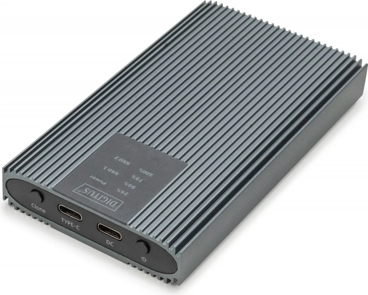 Kasë e jashtme Digitus DA-71559 për SSD M.2 NVMe, USB 3.2 Type-C, 20 Gb/s, Alumini, Gri