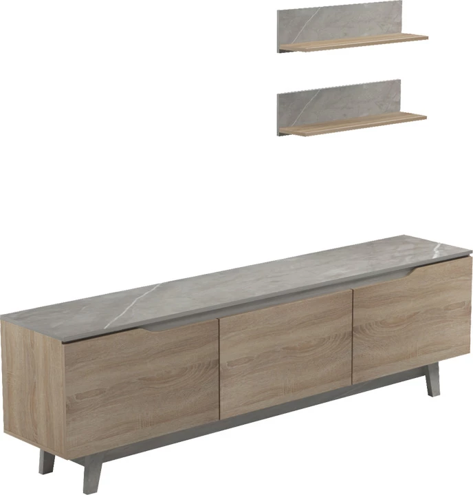 Set Kasia për dhomë dite, nuanca mermeri bezhë-sonoma, 180x35x48.5cm