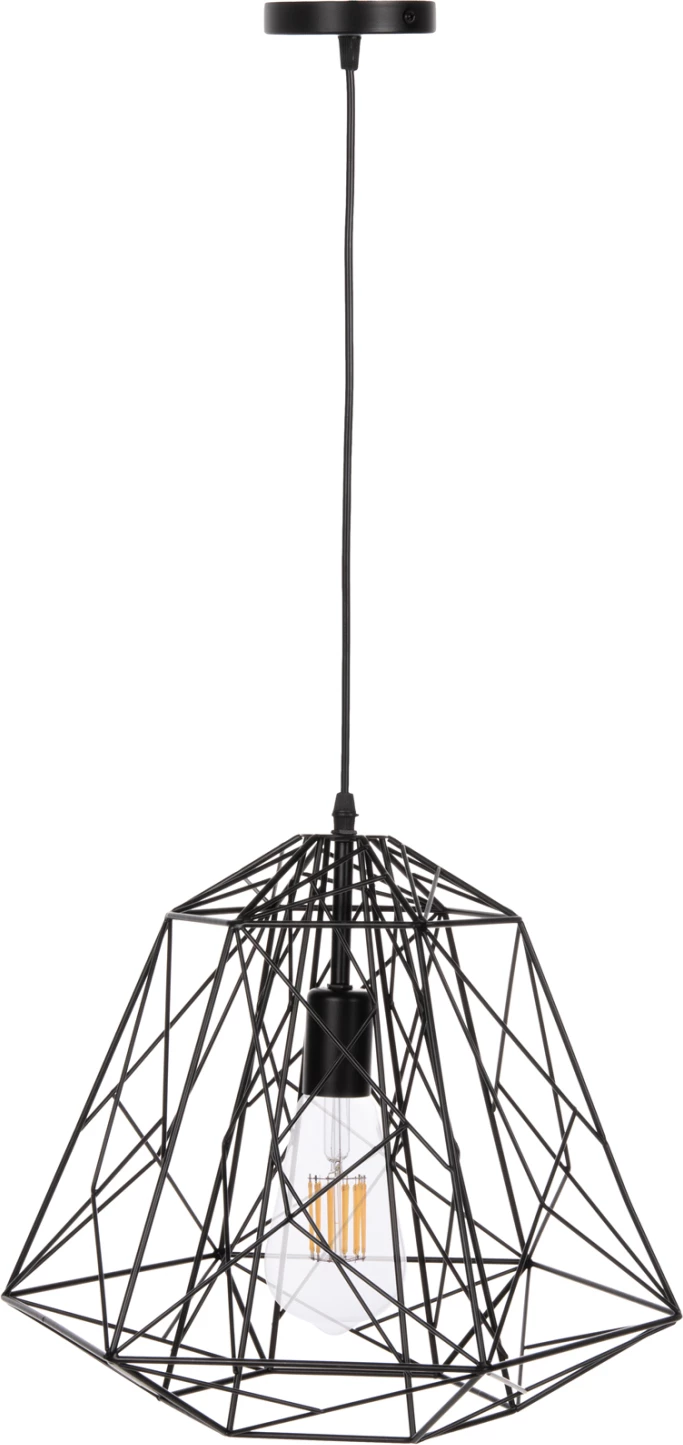 Llambë varëse tavani FH4066, metal i zi, kafaz si diamant, 39x34x130H cm