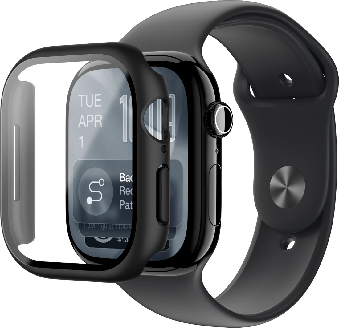 Mbrojtës ekrani xhami 9H me kasë, AmazingThing Radix FullGuard, për Apple Watch Series 11 42 mm, e zezë