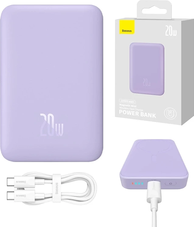 Powerbank Baseus Magnetic Mini 10000mAh, USB-C 20W, MagSafe, vjollcë