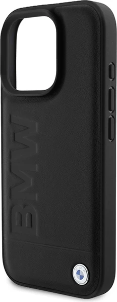 Mbështjellës BMW Leather Hot Stamp për iPhone 16 Pro, e zezë