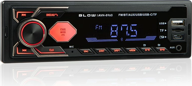 Radio makine BLOW AVH-8960, 1DIN, MP3, USB, USB-C, micro SD, Bluetooth, e zezë