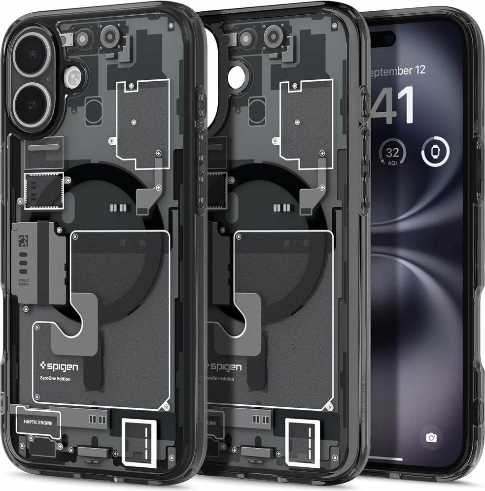 Mbështjellës, Spigen, Ultra Hybrid Zero One për iPhone 16, MagSafe, gri e errët