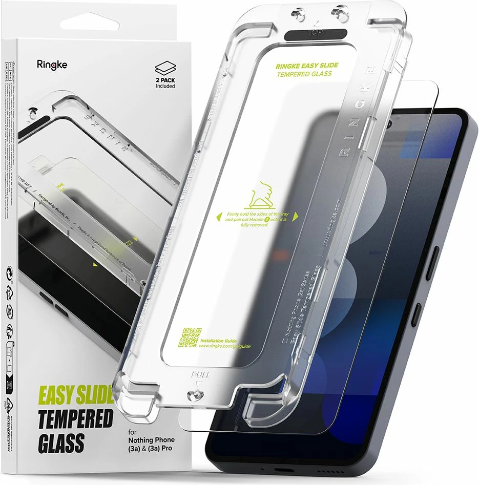 Xham mbrojtës Ringke Easy Slide për Nothing Phone 3A / 3A Pro, 2 copë, Transparent