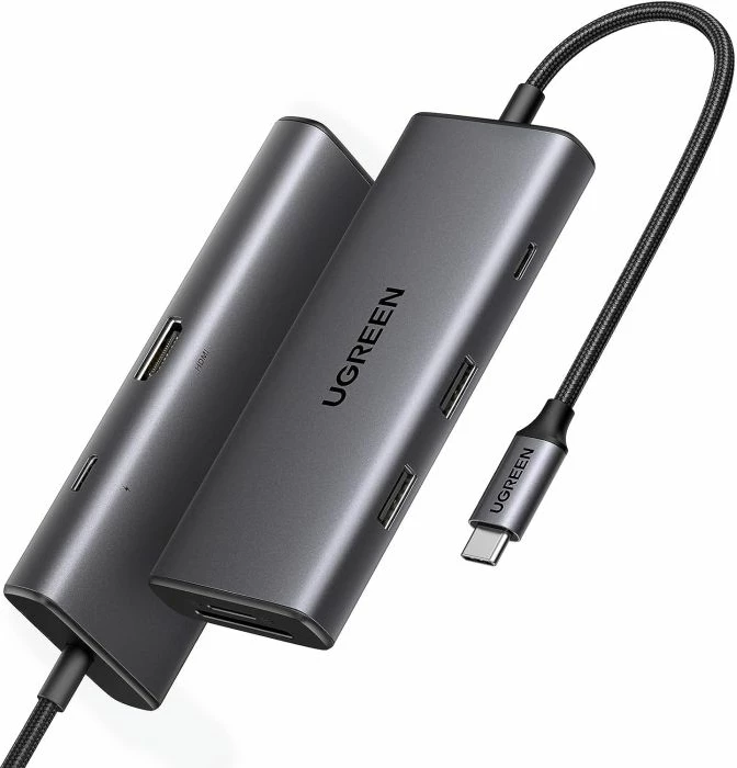 Hub USB-C UGREEN Revodok 15531, USB 3.2 10Gbps, HDMI 4K@30Hz, PD 100W, lexues SD/TF, gri