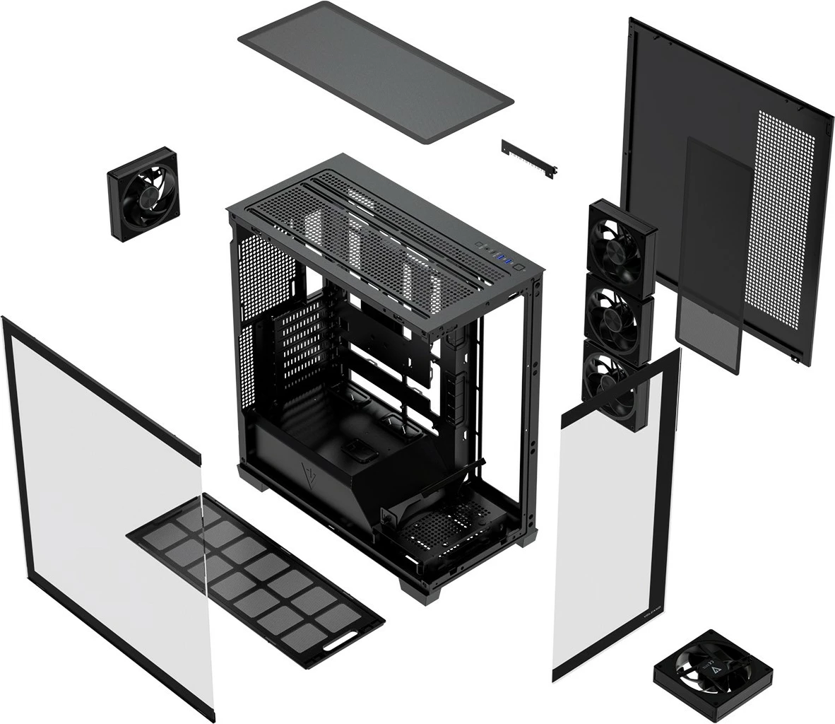 Kasë MODECOM Volcano Stellar Plus ARGB Midi 5F (AT-STELLAR-PLUS-5F-ARGB-10), ATX/mATX/ITX, 5x 120 mm ARGB, USB-C, xham i temperuar, e zezë