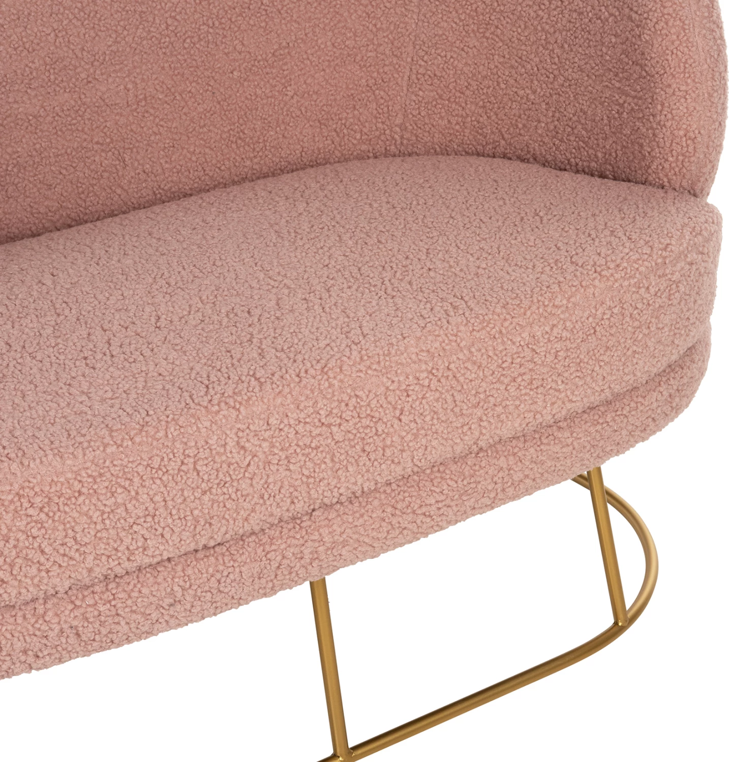 Divan 2-vendësh ARIEN FH8492.22 ngjyrë rozë e zbehtë boucle dhe bazë metali ari 130x75x85Hcm