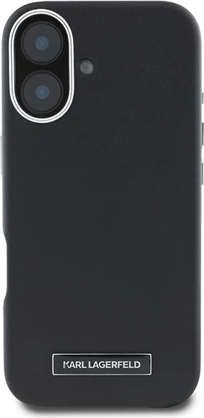 Mbështjellës Karl Lagerfeld FW Metal Plate MagSafe për iPhone 16 Plus, i zi