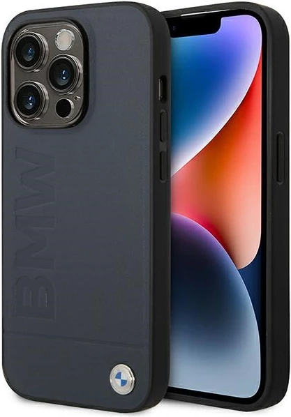 Mbështjellës BMW BMHMP14XSLLNA për iPhone 14 Pro Max 6.7", lëkurë, MagSafe, navy