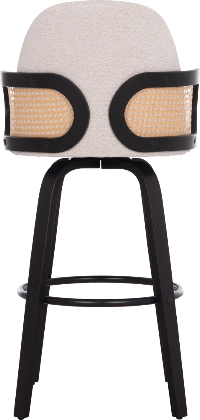 Karrige për bar rrotulluese BECKER, dru i zi, stof ecru, set prej 2 copë, 50x52x100cm