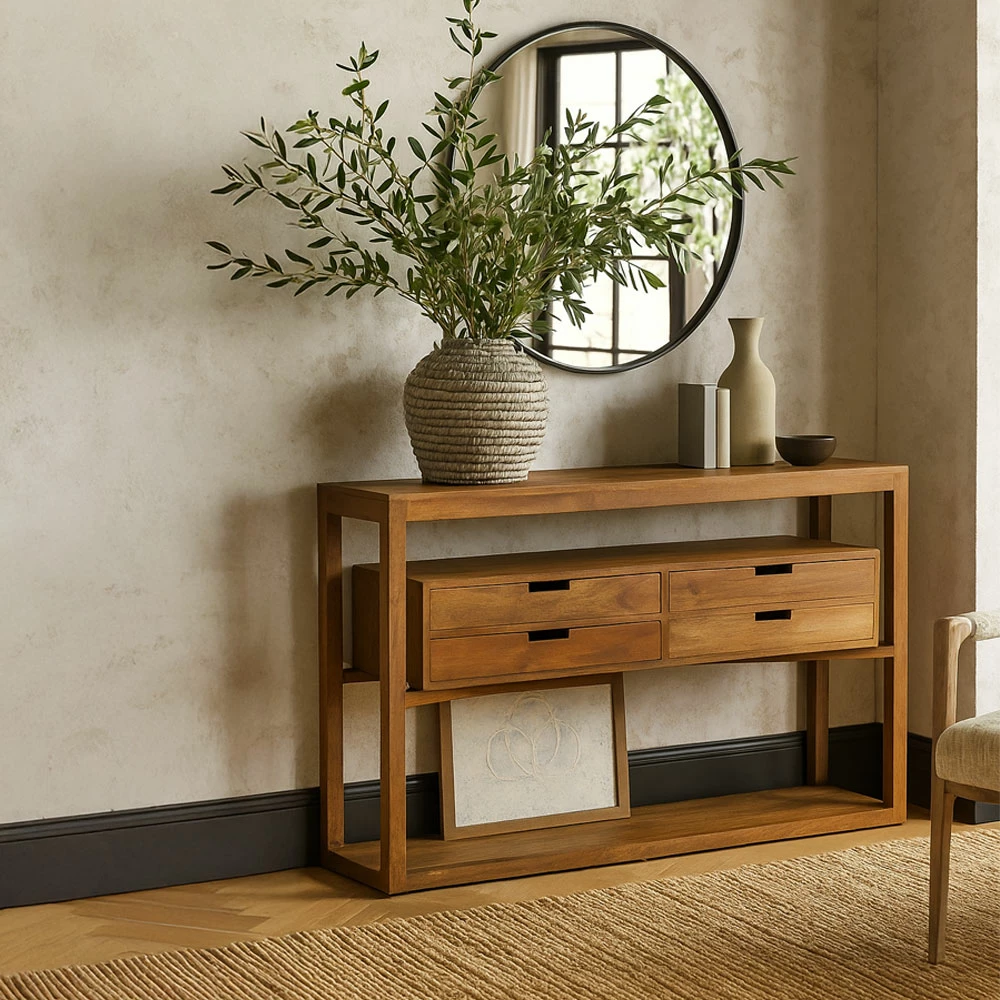 Konsol Elis, ngjyrë natyrale, 140x33x76cm