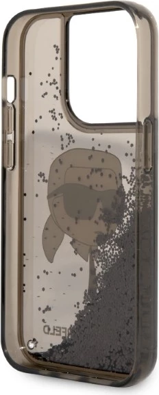 Mbështjellës, Karl Lagerfeld, Liquid Glitter Karl's Head, për iPhone 14 Pro Max 6.7", TPU/PC hardcase, i zi