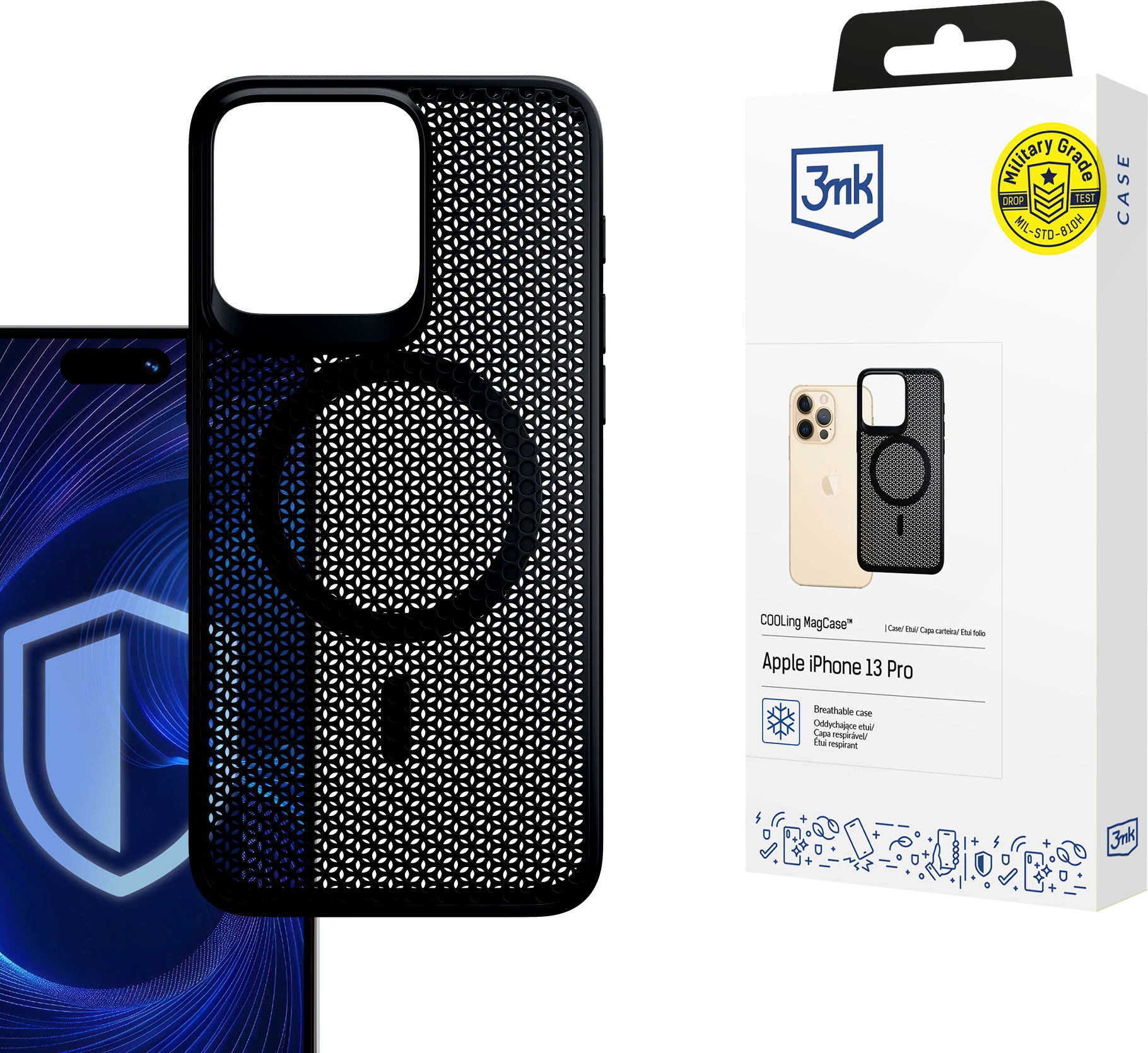 Mbështjellës 3mk COOLing MagCase për iPhone 13 Pro, i zi