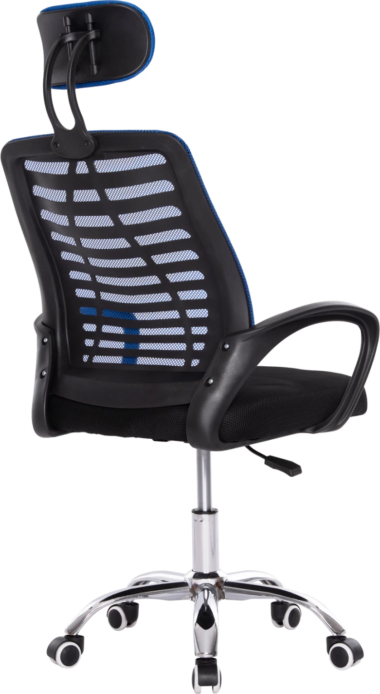 Karrige zyre TRAIL2 FH1193.36, ngjyrë blu dhe e zezë, pëlhurë rrjetë-krom, 61x61x116H cm.