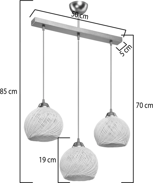 Llambë tavanore me tre drita PWL-0973 II E27, ngjyrë ari, 50x18x85cm