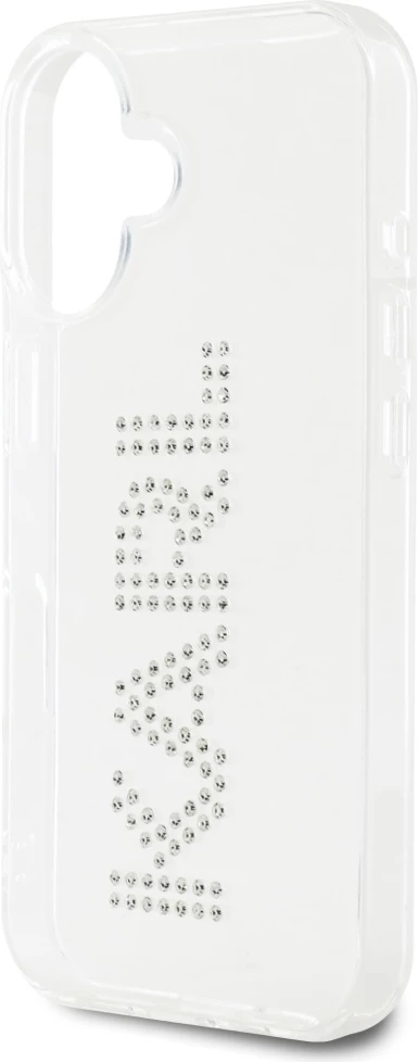 Mbështjellës Karl Lagerfeld IML Rhinestones Logo për iPhone 16, Transparent