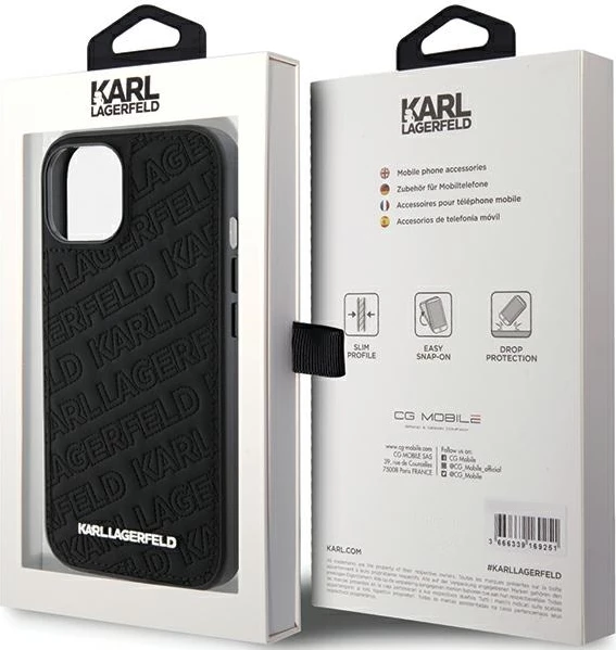 Mbështjellës Karl Lagerfeld Quilted K Pattern për iPhone 15, i zi