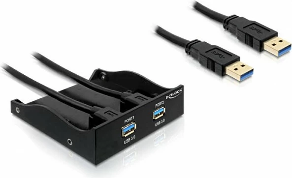 Kasë USB 3.0 Delock 61828, 2 porte USB-A, 5000 Mbit/s, për PC