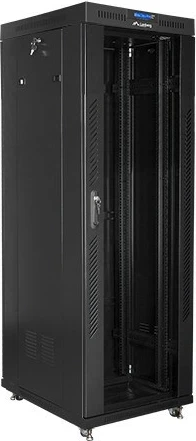 Kasë RACK Lanberg 37U 600x800, e zezë, dyer xhami