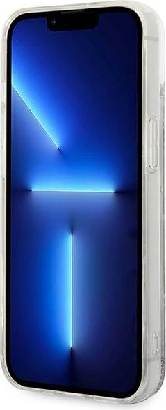 Mbështjellës Karl Lagerfeld KLHCP14SLMNMS për iPhone 14, hardcase, Liquid Glitter Monogram, argjendtë