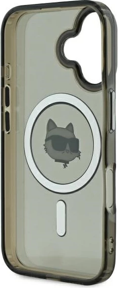 Mbështjellës Karl Lagerfeld IML Metal Choupette Head MagSafe për iPhone 16, Zi