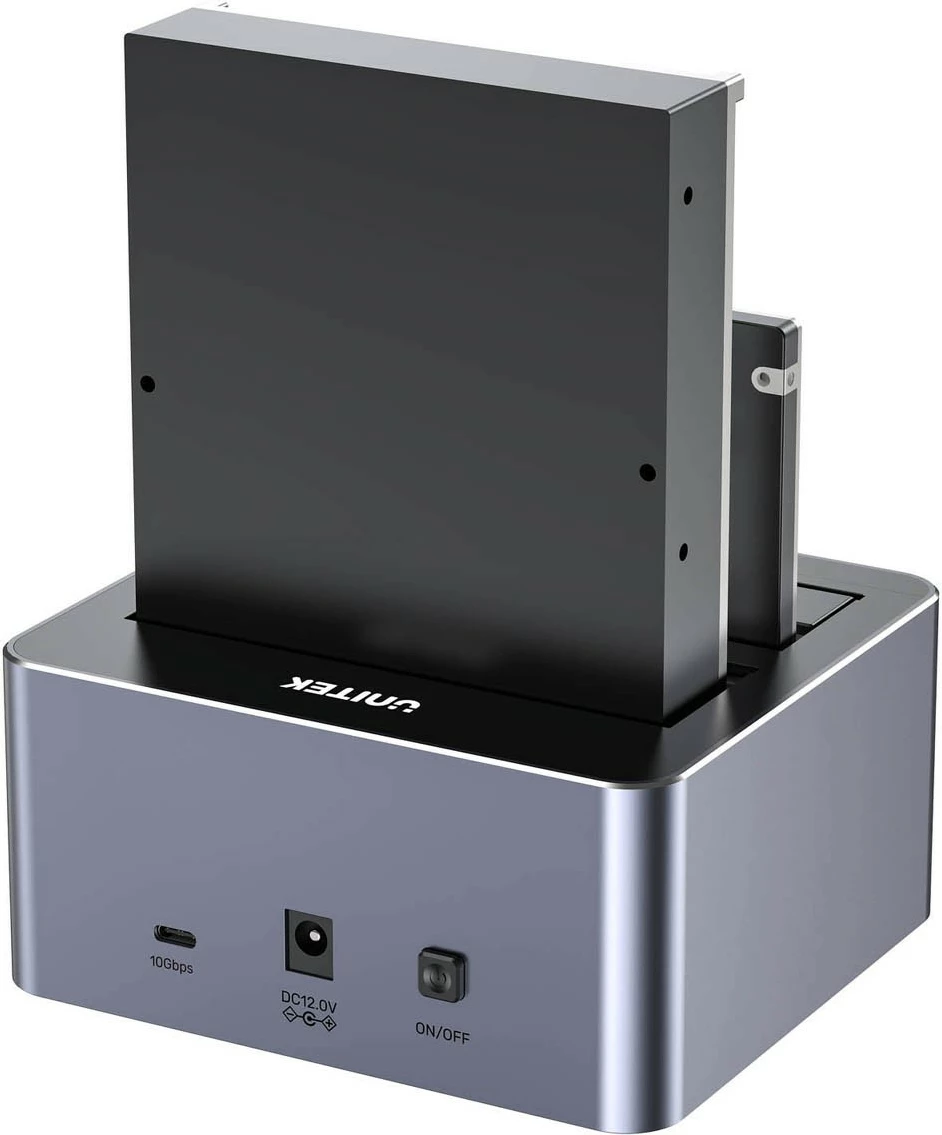 Stacion klonimi disqesh Unitek Y-3027GY01-EU, 2x 2.5''/3.5'' SATA SSD/HDD, USB-C 10 Gbps, offline clone, gri