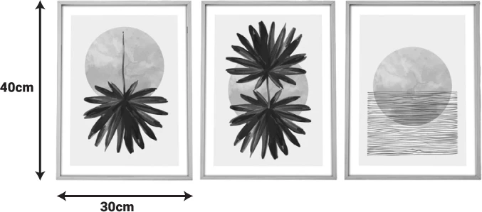 Pikturë triptike Envazy, print digjital në kanavacë, shumëngjyrëshe, 30x3x40cm (set prej 3 copash)