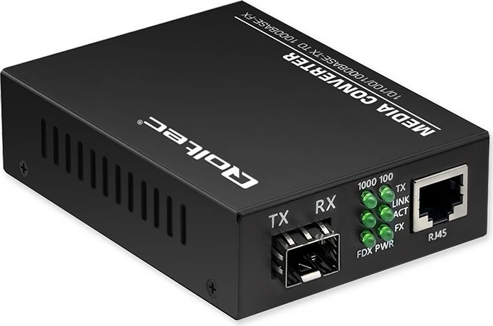 Konvertues media Qoltec 52295, 1x RJ45, 1x SFP, 1000Mb/s, i zi