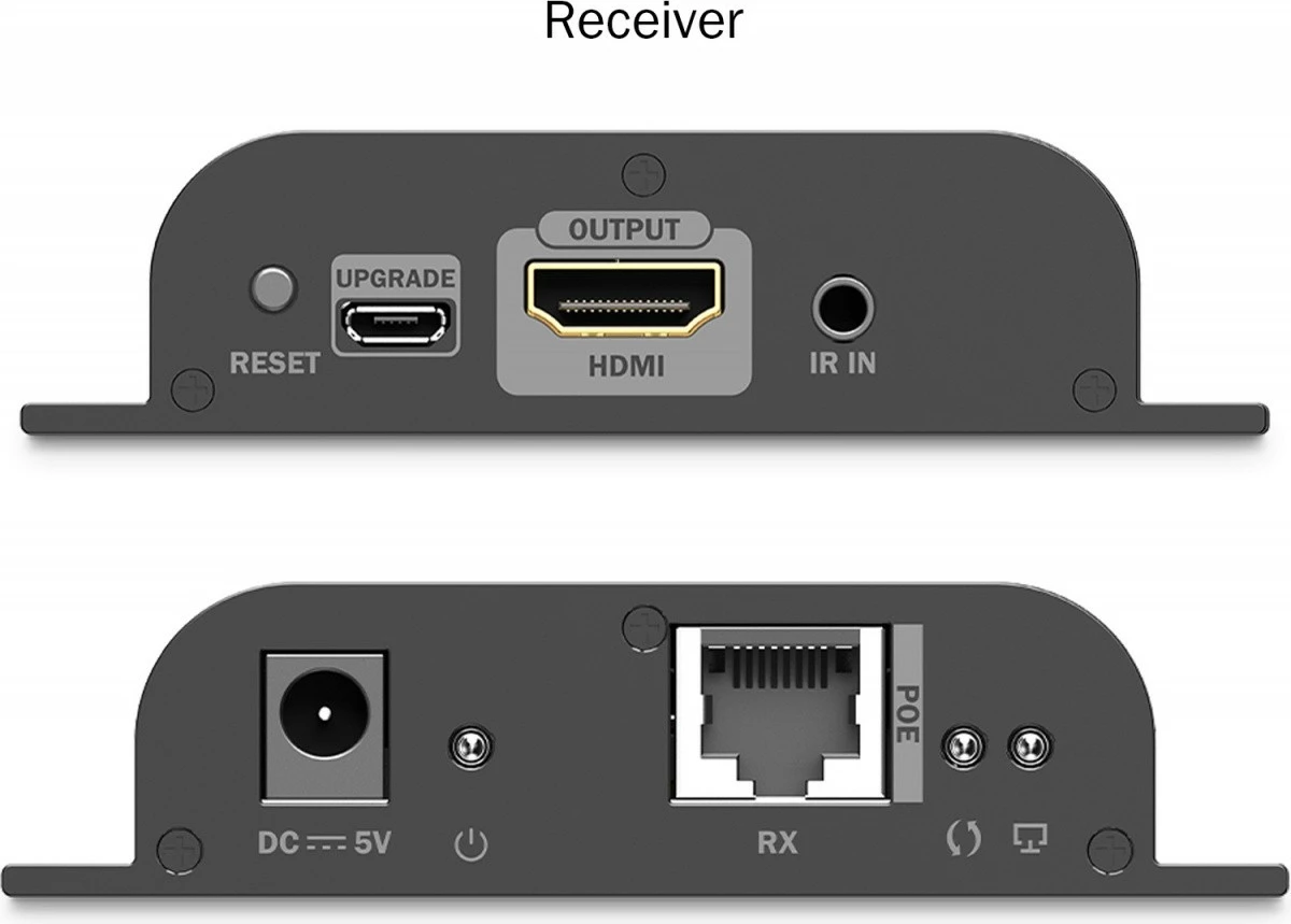 Zgjatës HDMI mbi IP, Digitus DS-55353, 4K/60Hz, PoE, deri 200 m, IR, i zi, set
