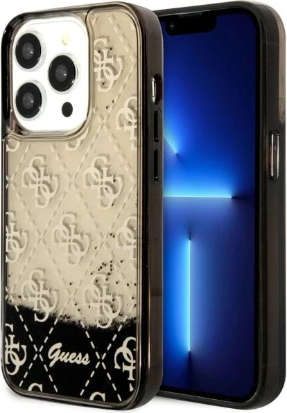 Mbështjellës Guess GUHCP14LLC4PSGK për iPhone 14 Pro 6.1", Liquid Glitter 4G, i zi