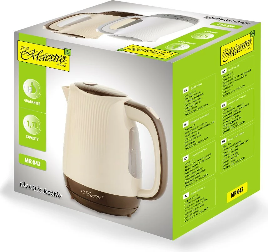Çajnik elektrik Feel-Maestro MR-042, 1.7L, 2200W, Bezhe/Kafe