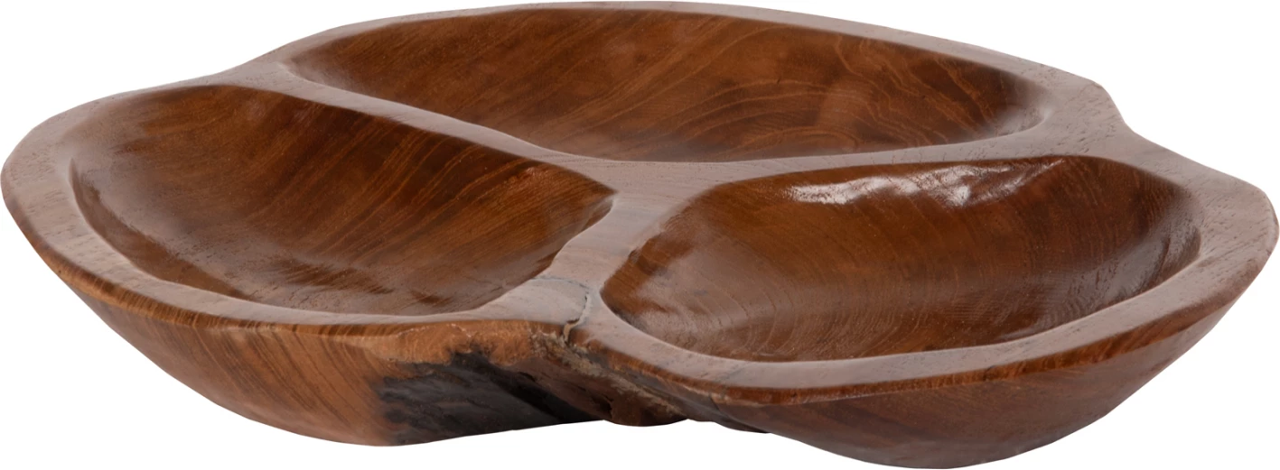 Enë dekorative për tryezë, dru tik natyral, FH4272, Φ30x4.5cm