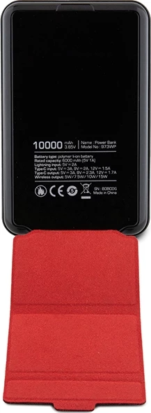 Powerbank Ferrari Metal Logo MagSafe 10000 mAh me stand, e zezë