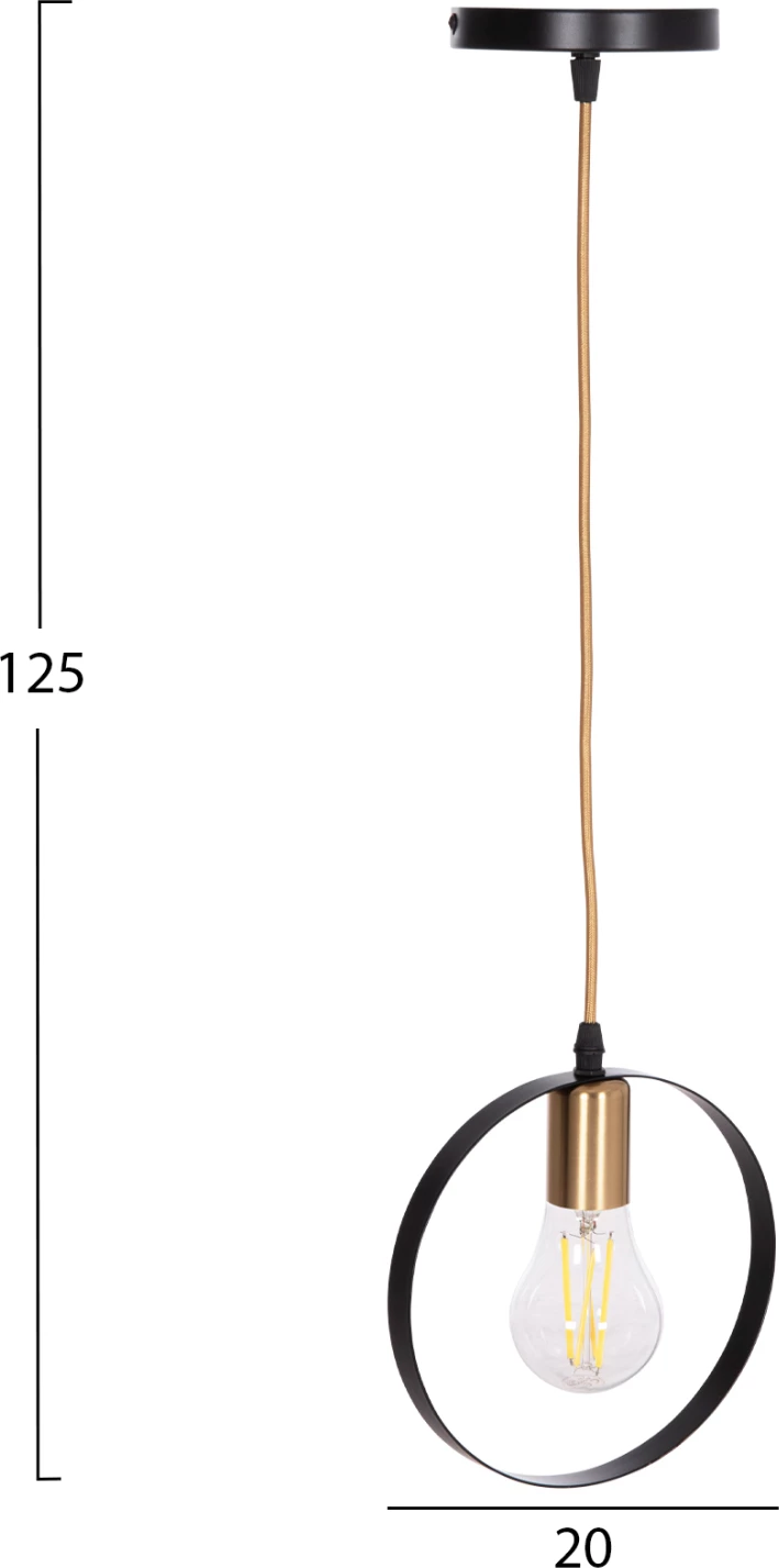 Llambë tavani varëse KRENT, e zezë-ari, FH7425.11, 20x4x125cm