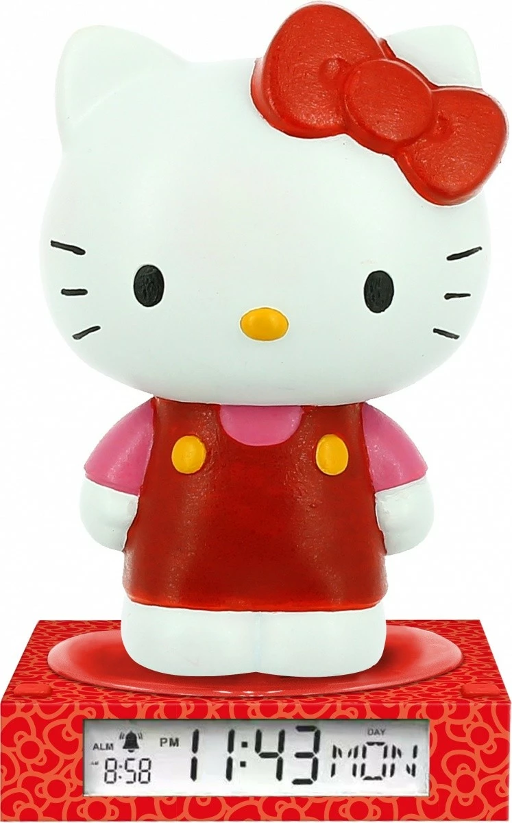 Llambë 3D Hello Kitty me orë alarmi Kids Euroswan, plastike, e kuqe/bardhë
