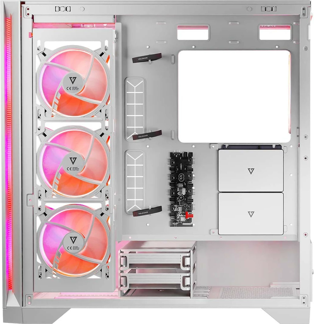 Kasë MODECOM Volcano Expanse S ARGB Midi Tower ATX/µATX/ITX me 4 ventilatorë ARGB, xham i kalitur, e bardhë