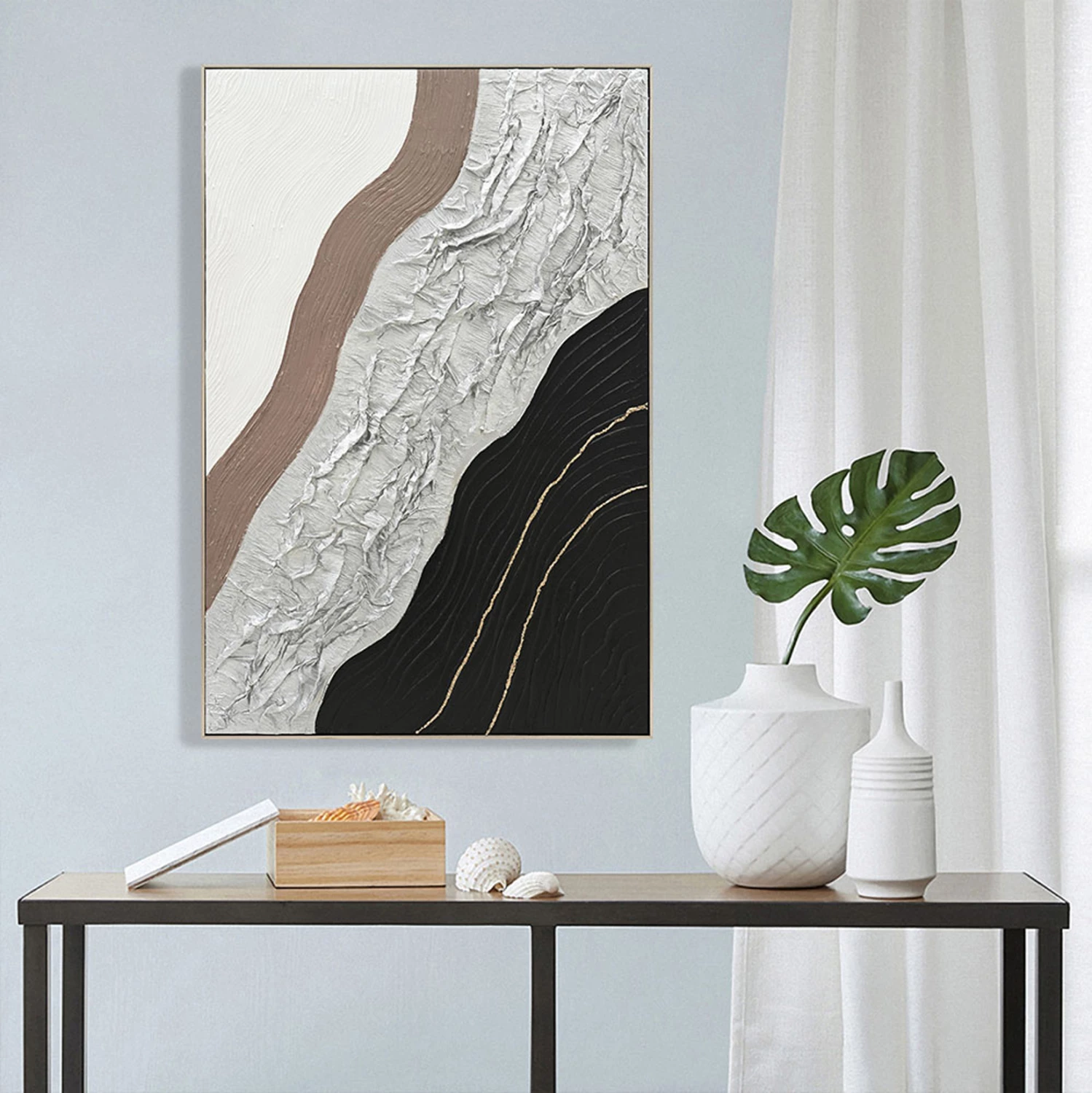 Pikturë muri abstrakte FH4553.02, kornizë PS, kanavacë, 82x4.5x122 cm