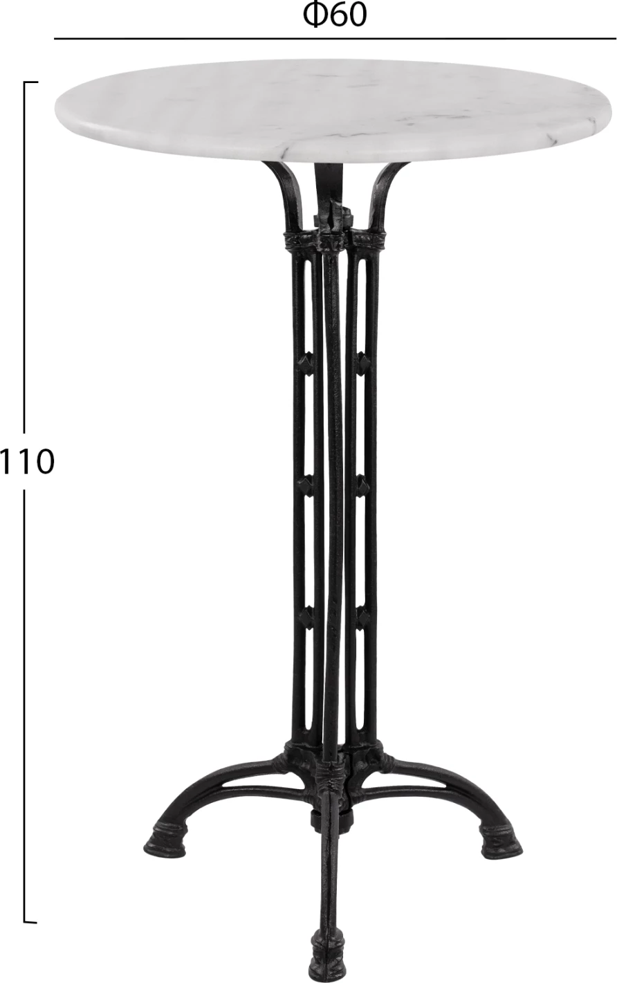 Tavolinë BRIELLE FH5890 me këmbë prej gize dhe sipërfaqe mermeri Φ60x110Hcm