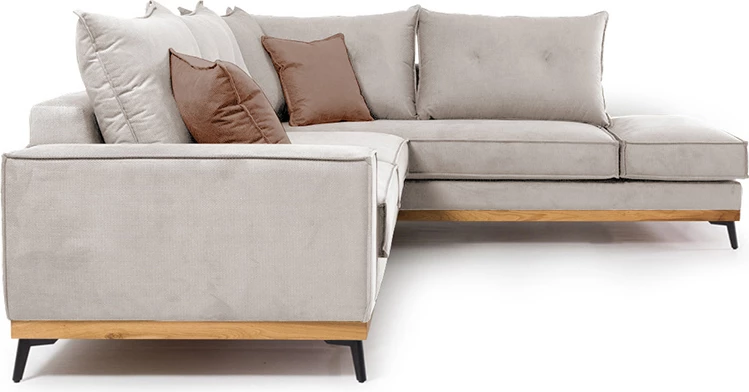 Divan qoshe luksoz II qoshe majtë pëlhurë krem-kafe 290x235x95cm