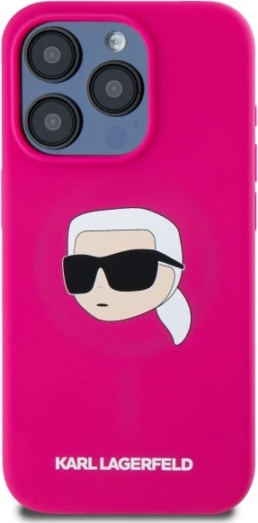 Mbështjellës Karl Lagerfeld KLHMP15LSKHPPPLF për iPhone 15 Pro 6.1", silikon, MagSafe, fuchsia