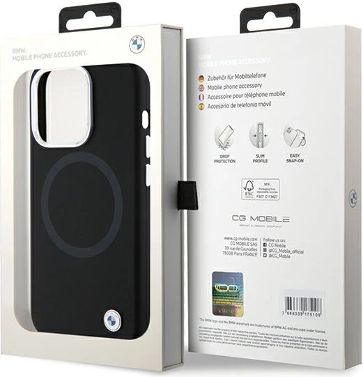 Mbështjellës BMW Signature Liquid Silicone MagSafe për iPhone 15 Pro Max, i zi