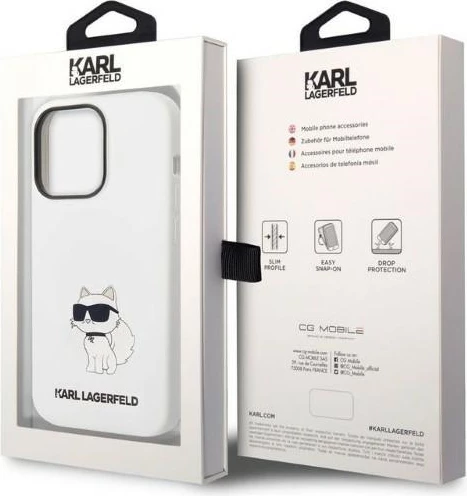 Mbështjellës Karl Lagerfeld Silicone Choupette për iPhone 14 Pro Max, Bardhë