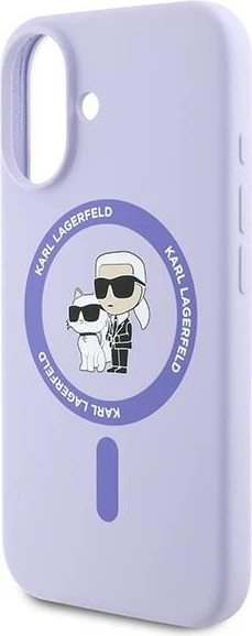 Mbështjellës Karl Lagerfeld Silicone KC Heads Ring MagSafe për iPhone 16 Plus, Vjollcë