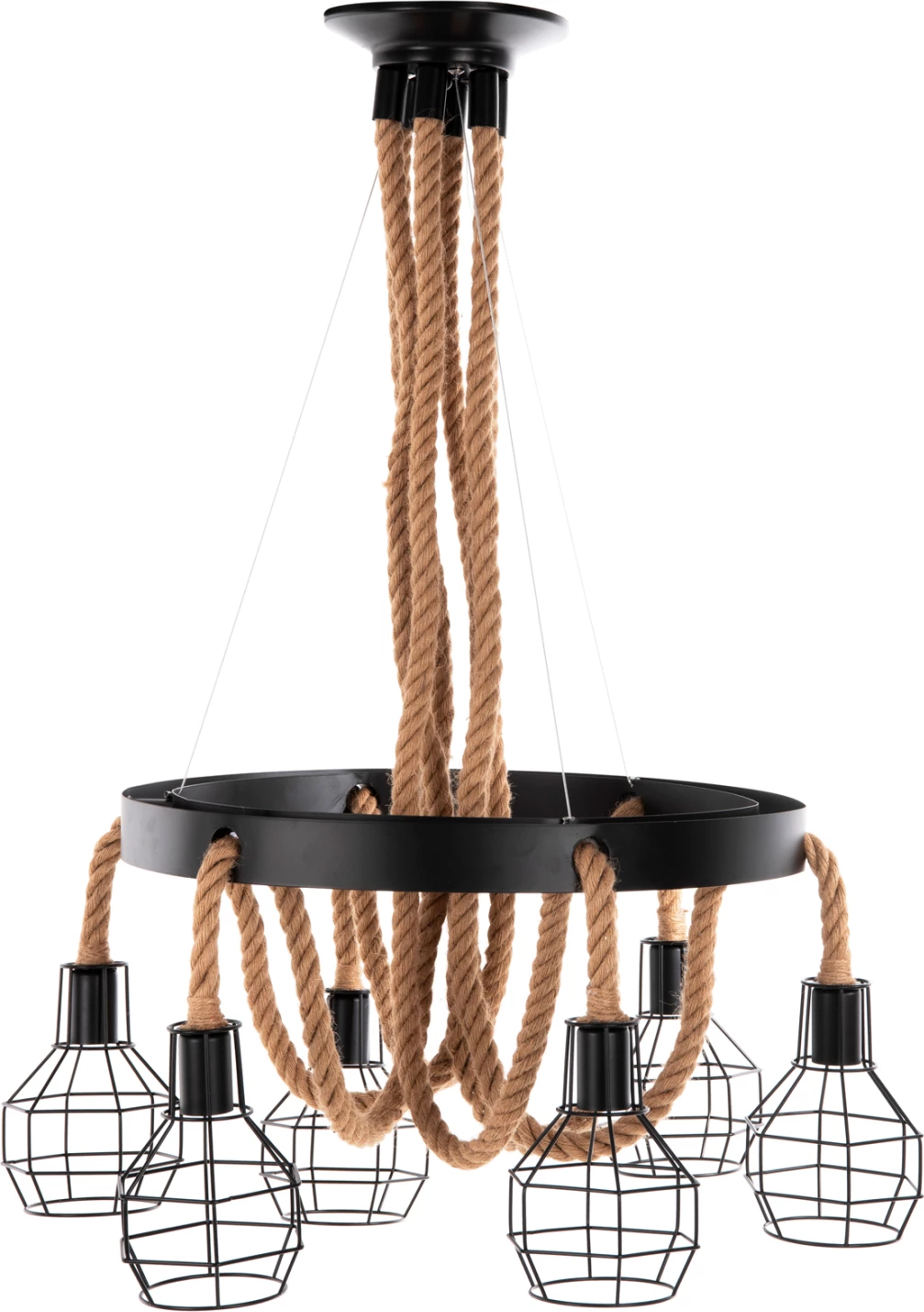 Llambë varëse tavani 6-dritash, metal-llitar, FH4130, Φ54-60x125H cm