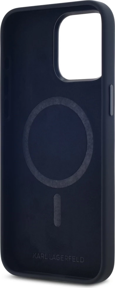 Mbështjellës Karl Lagerfeld Silicone Shadow Metal Initial MagSafe për iPhone 15 Pro, i zi