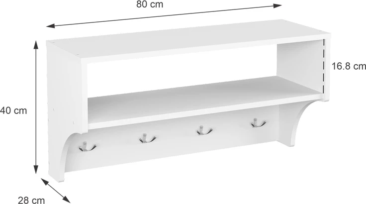 Varëse palltosh me raft Crosta, e bardhë, 80x28x40cm