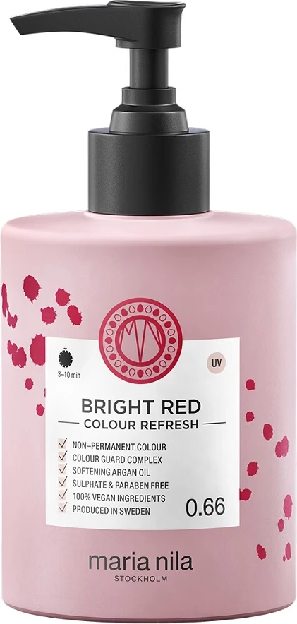 Maskë ngjyruese për flokë për femra Maria Nila Colour Refresh 0.66 Bright Red, 300ml
