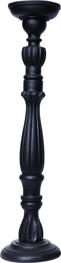 Mbajtëse qirinjsh KENDAL, dru mango, e zezë, 13x13x45cm